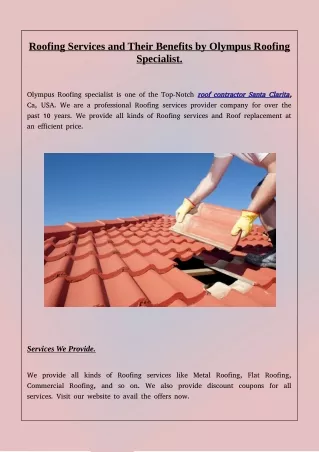 Roofing services and benefits.