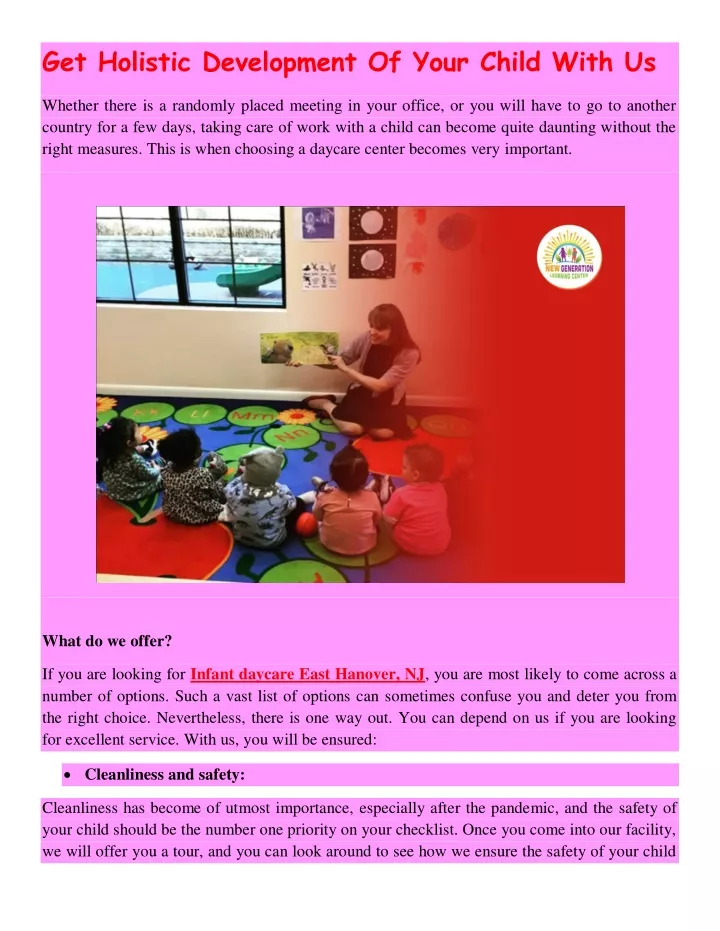 get holistic development of your child with us