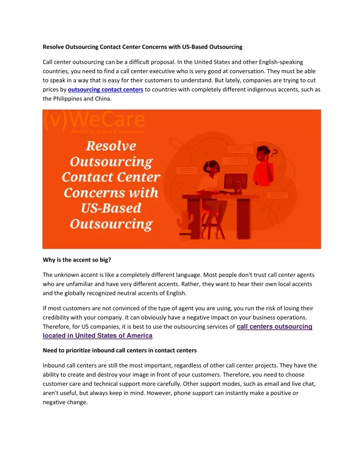 resolve outsourcing contact center concerns with