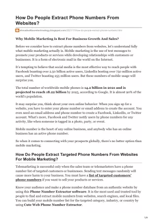 how do people extract phone numbers from websites