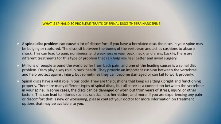 what is spinal disc problem traits of spinal disc thebrainandspine