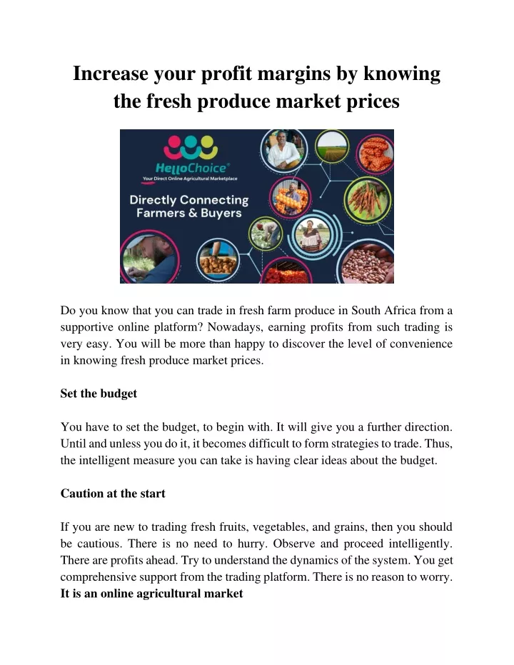 increase your profit margins by knowing the fresh