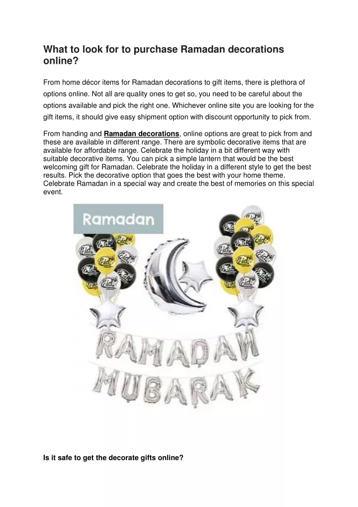 what to look for to purchase ramadan decorations