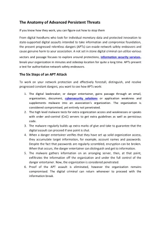 the anatomy of advanced persistent threats