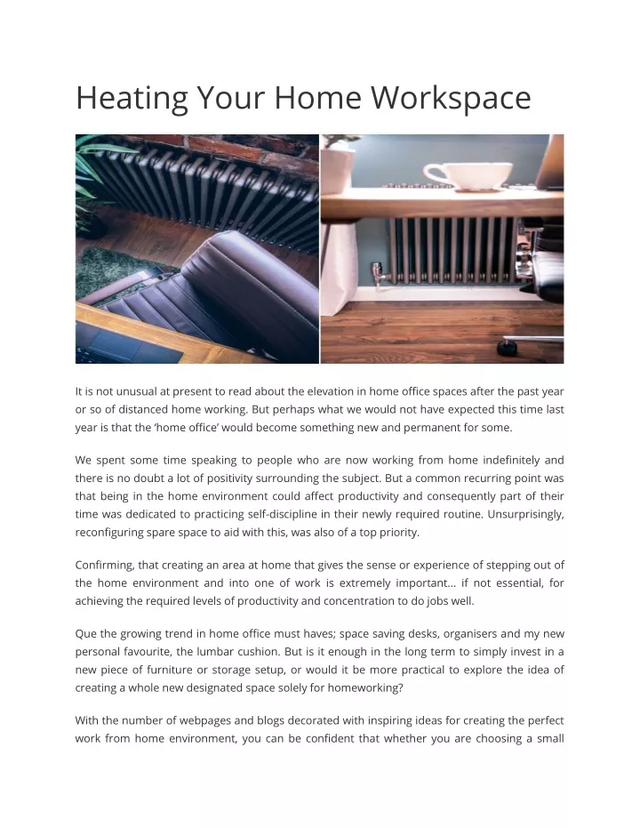 heating your home workspace