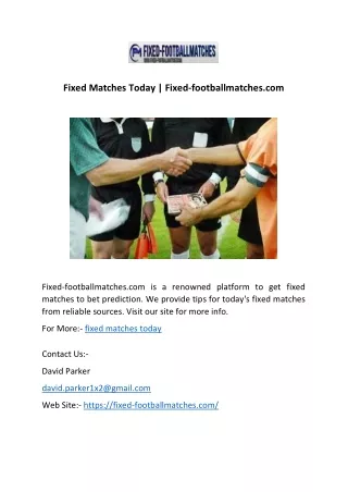 fixed matches today fixed footballmatches com