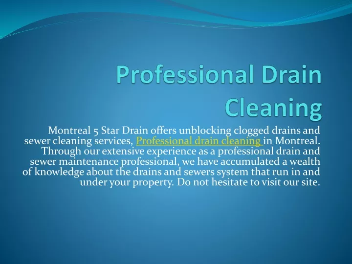 professional drain cleaning