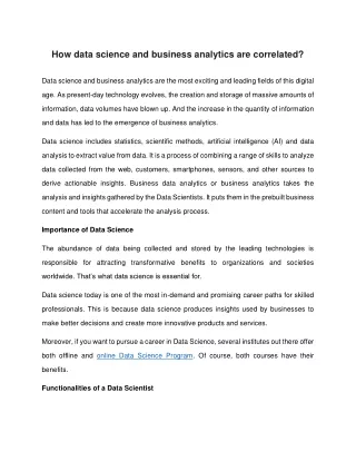 how data science and business analytics