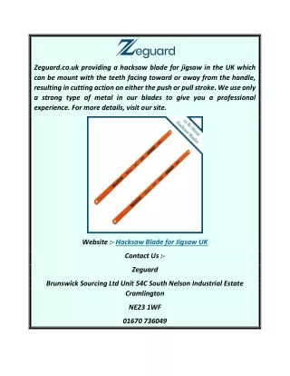 Hacksaw Blade for Jigsaw Uk  Zeguard.co.uk
