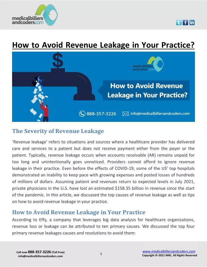 how to avoid revenue leakage in your practice