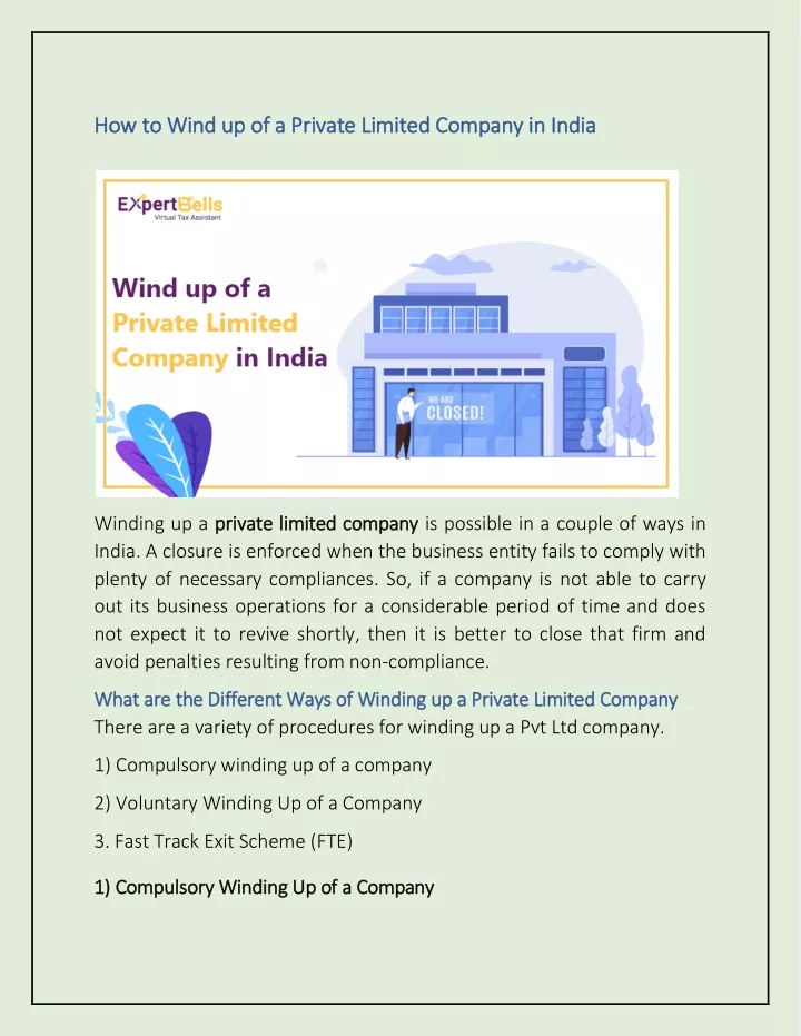how to wind up of a private limited company