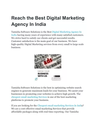 Reach the Best Digital Marketing Agency In India