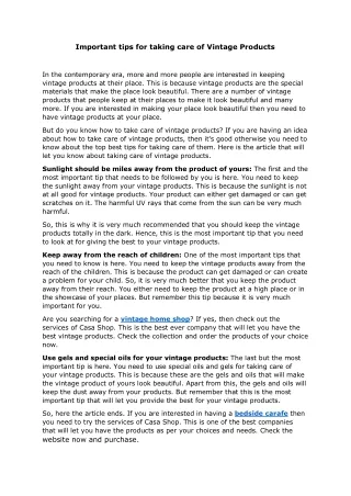 Important tips for taking care of Vintage Products