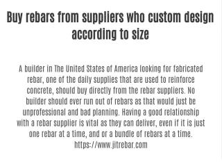 Buy rebars from suppliers who custom design according to size