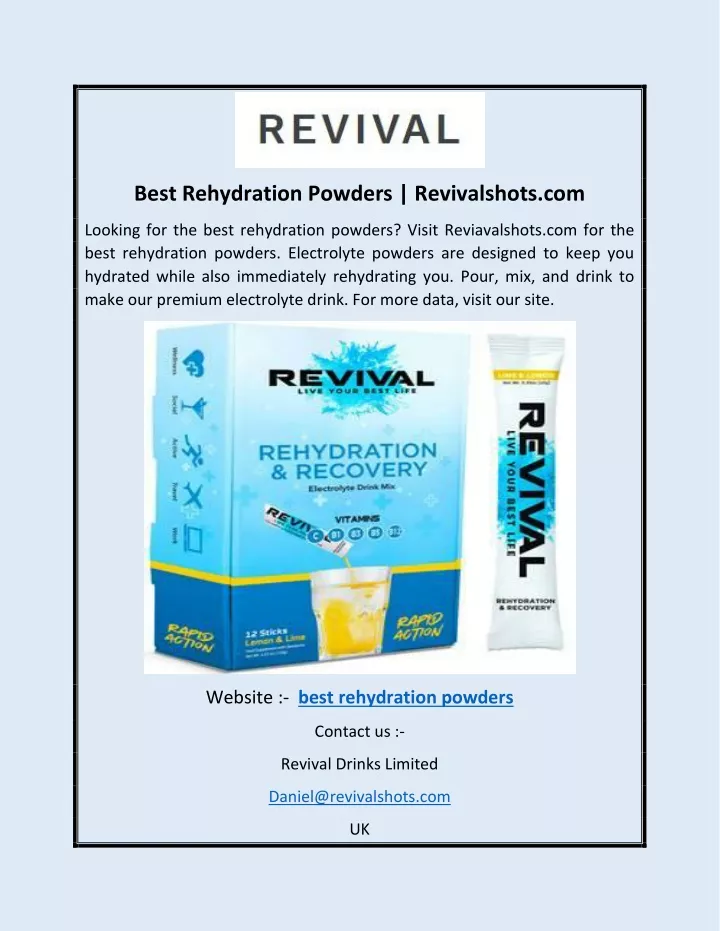 best rehydration powders revivalshots com