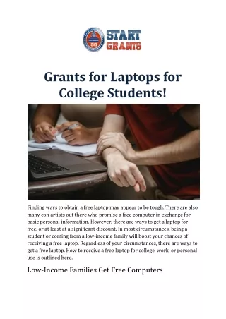 Grants for Laptops for College Students!