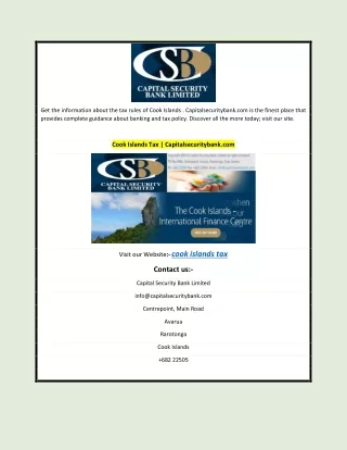 Cook Islands Tax | Capitalsecuritybank.com