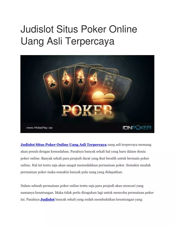 judislot situs poker online uang asli terpercaya