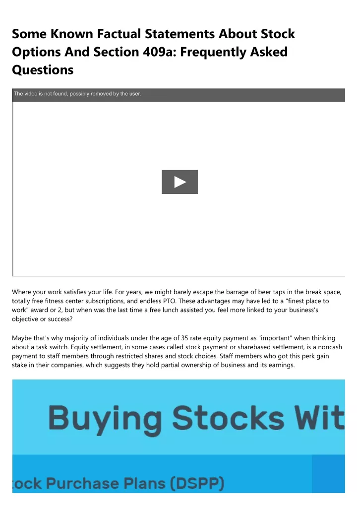 some known factual statements about stock options