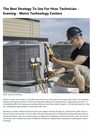 the best strategy to use for hvac technician
