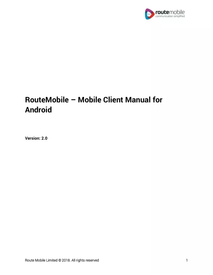 routemobile mobile client manual for android
