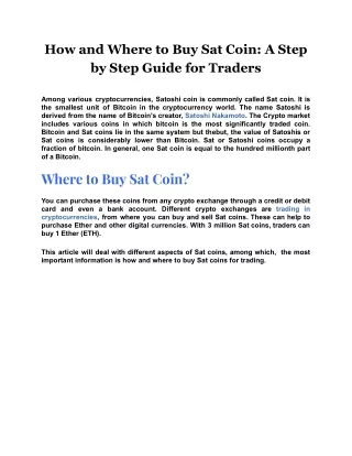 how and where to buy sat coin a step by step