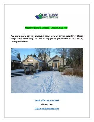 maple ridge snow removal snowlimitless com