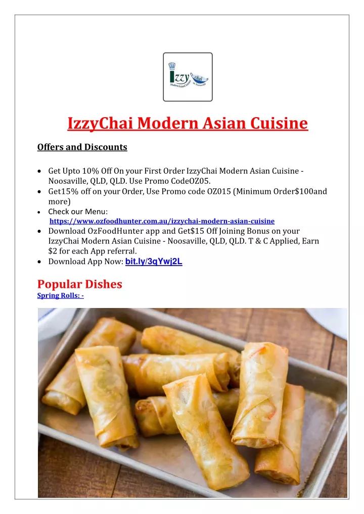 izzychai modern asian cuisine offers