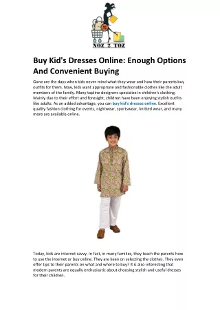 Buy Kid's Dresses Online: Enough Options And Convenient Buying
