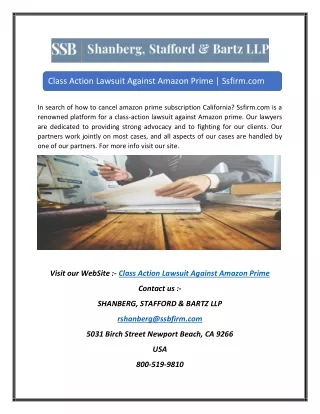 class action lawsuit against amazon prime ssfirm