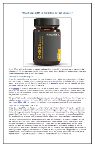 what happens if you don t have enough omega 6