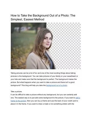 how to take the background out of a photo