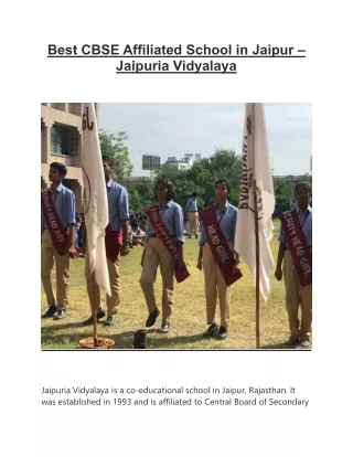 Best CBSE Affiliated School in Jaipur – Jaipuria Vidyalaya