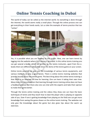 Online Tennis Coaching in Dubai