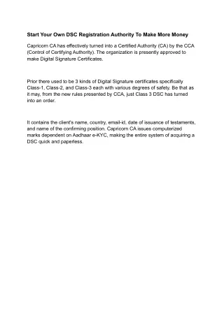 Start Your Own DSC Registration Authority To Make More Money