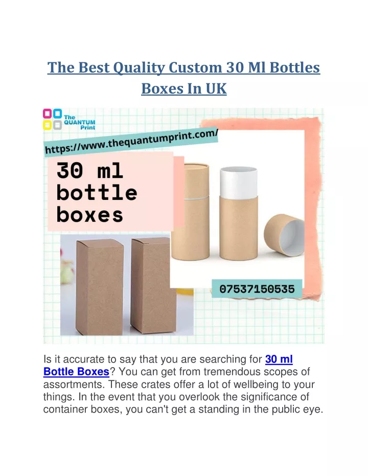 the best quality custom 30 ml bottles boxes in uk