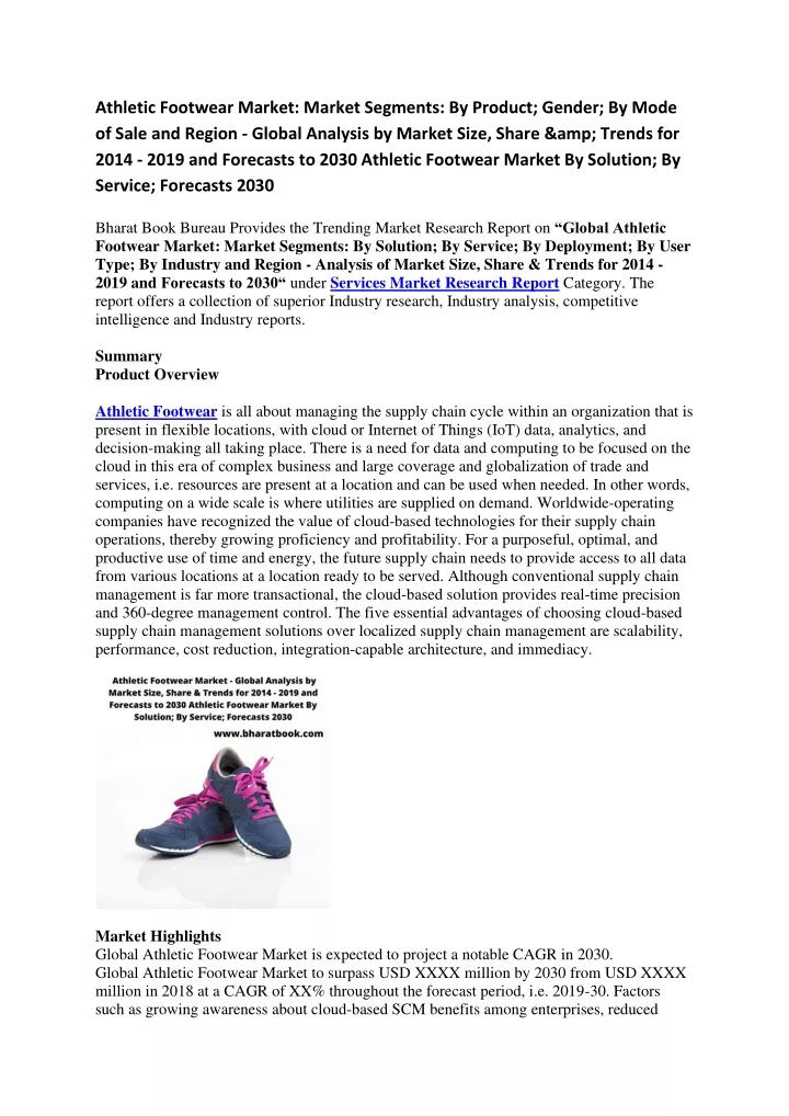 athletic footwear market market segments