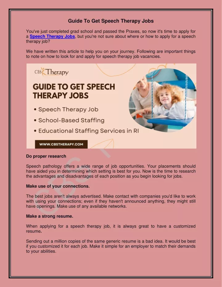 guide to get speech therapy jobs