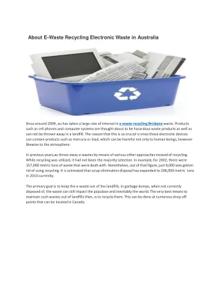 About E-Waste Recycling Electronic Waste in Australia