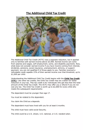 The Additional Child Tax Credit