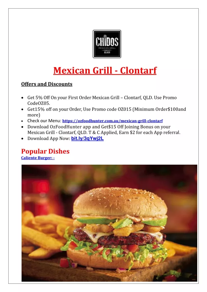 mexican grill clontarf offers and discounts