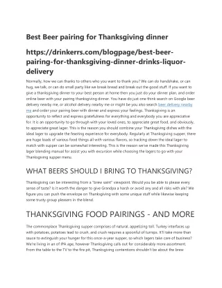 Best Beer pairing for Thanksgiving dinner