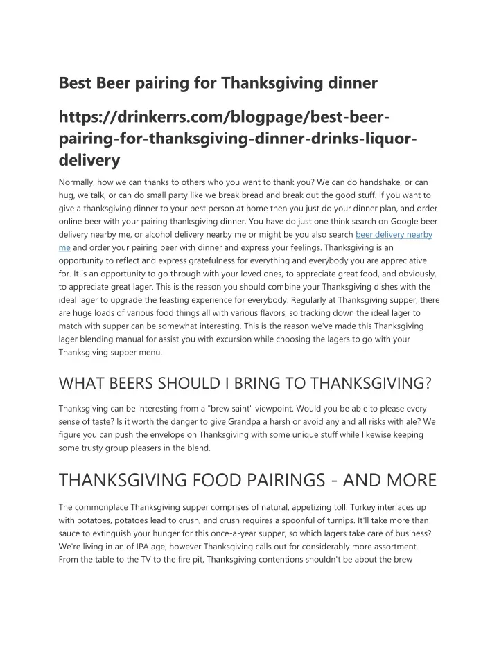 best beer pairing for thanksgiving dinner