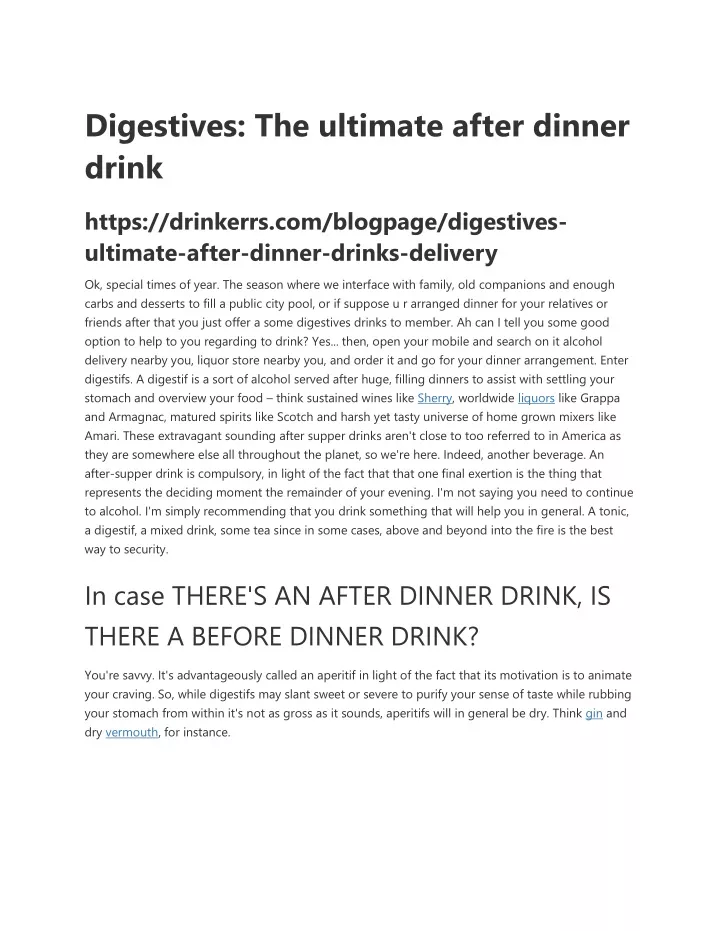 digestives the ultimate after dinner drink