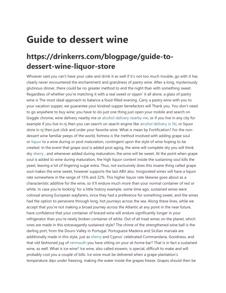guide to dessert wine