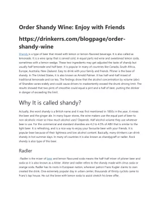 Order Shandy Wine