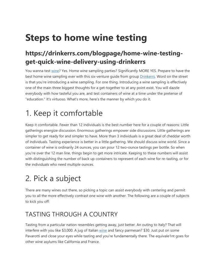 steps to home wine testing