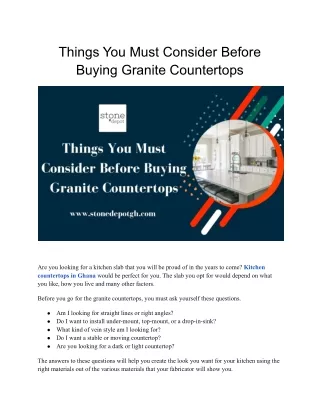 Things You Must Consider Before Buying Granite Countertops