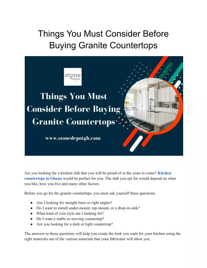 PPT - Things You Must Consider Before Buying Granite Countertops ...