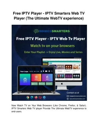 free iptv player iptv smarters web tv player the ultimate webtv experience